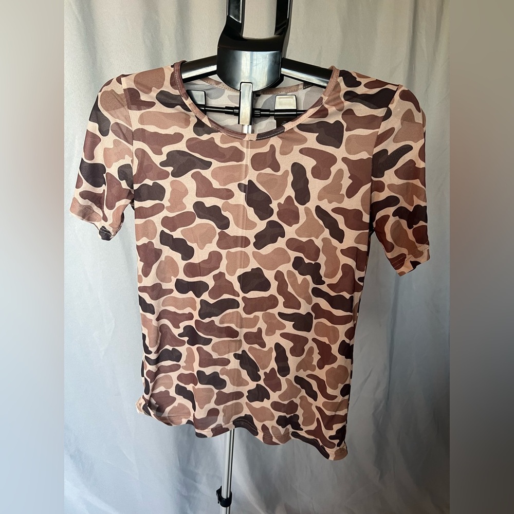Camouflage Sheer Print Women's Top